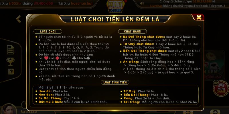 Tiến lên đếm lá HitClub: Trải nghiệm game hot bậc nhất 2026 3 Sơ lược về luật chơi tiến lên đếm lá